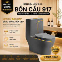 Bồn Cầu Liền Khối KT-917 Màu Xám Cao Cấp Men Nano Xả Xoáy Mạnh