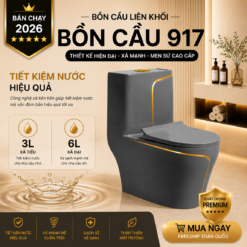 Bồn Cầu Liền Khối KT-917 Màu Xám Cao Cấp Men Nano Xả Xoáy Mạnh