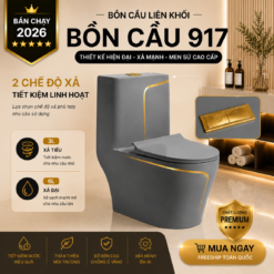 Bồn Cầu Liền Khối KT-917 Màu Xám Cao Cấp Men Nano Xả Xoáy Mạnh