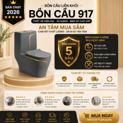 Bồn Cầu Liền Khối KT-917 Màu Xám Cao Cấp Men Nano Xả Xoáy Mạnh