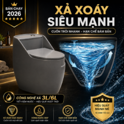 Bồn Cầu Trứng KT-533 Men Nano Cao Cấp Xả Xoáy 3L/6L Nắp Êm Tiết Kiệm Nước