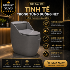 Bồn Cầu Trứng KT-533 Men Nano Cao Cấp Xả Xoáy 3L/6L Nắp Êm Tiết Kiệm Nước