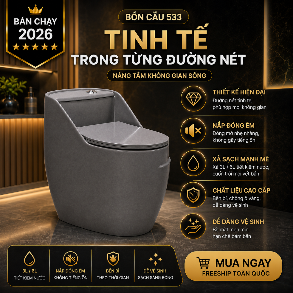bon-cau-lien-khoi-bigkit-533 (7) Bồn Cầu Trứng KT-533 Men Nano Cao Cấp Xả Xoáy 3L/6L Nắp Êm Tiết Kiệm Nước