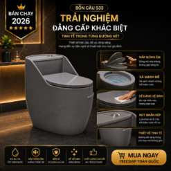Bồn Cầu Trứng KT-533 Men Nano Cao Cấp Xả Xoáy 3L/6L Nắp Êm Tiết Kiệm Nước