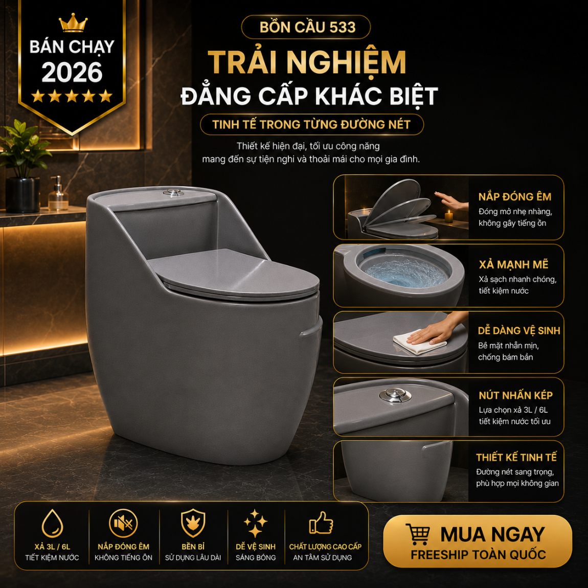 bon-cau-lien-khoi-bigkit-533 (8) Bồn Cầu Trứng KT-533 Men Nano Cao Cấp Xả Xoáy 3L/6L Nắp Êm Tiết Kiệm Nước