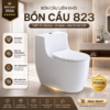 Bồn Cầu Liền Khối KT-823 Men Nano Cao Cấp Xả Xoáy Đẩy Mạnh Nắp Đóng Êm 2 Chế Độ Xả Tiết Kiệm Nước