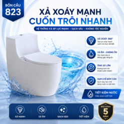 Bồn Cầu Liền Khối KT-823 Men Nano Cao Cấp Xả Xoáy Đẩy Mạnh Nắp Đóng Êm 2 Chế Độ Xả Tiết Kiệm Nước