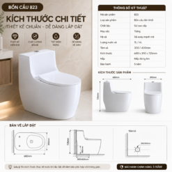 Bồn Cầu Liền Khối KT-823 Men Nano Cao Cấp Xả Xoáy Đẩy Mạnh Nắp Đóng Êm 2 Chế Độ Xả Tiết Kiệm Nước