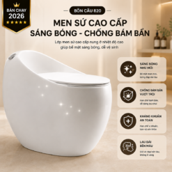 Bồn Cầu Trứng KT-820 Men Nano Cao Cấp Xả Mạnh Nắp Đóng Êm