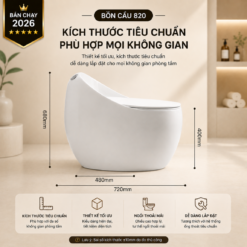 Bồn Cầu Trứng KT-820 Men Nano Cao Cấp Xả Mạnh Nắp Đóng Êm