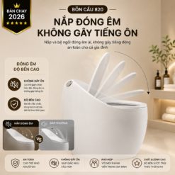 Bồn Cầu Trứng KT-820 Men Nano Cao Cấp Xả Mạnh Nắp Đóng Êm