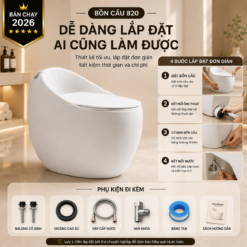 Bồn Cầu Trứng KT-820 Men Nano Cao Cấp Xả Mạnh Nắp Đóng Êm