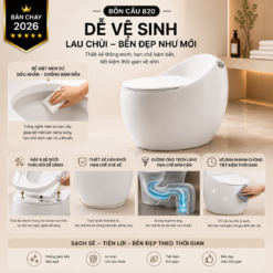 Bồn Cầu Trứng KT-820 Men Nano Cao Cấp Xả Mạnh Nắp Đóng Êm