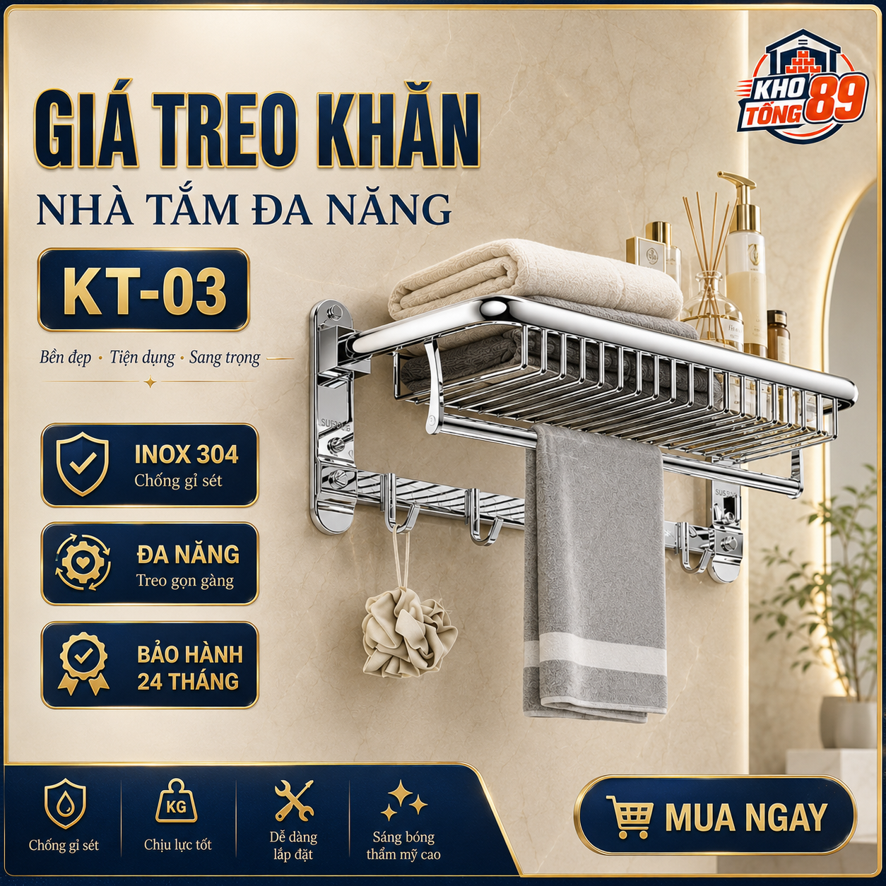 f50a2796-c815-444b-ba38-a2410ae2a179 Giá Treo Khăn Nhà Tắm Đa Năng KT-04 Kho Tổng 89 Inox 304 Chống Gỉ
