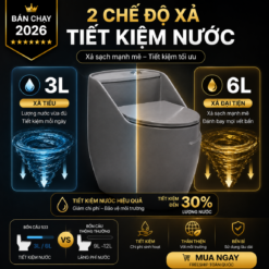 Bồn Cầu Trứng KT-533 Men Nano Cao Cấp Xả Xoáy 3L/6L Nắp Êm Tiết Kiệm Nước